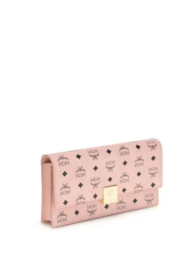 Mcm Multicolor Fabric Wallet In Pink