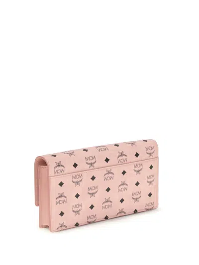 Mcm Multicolor Fabric Wallet In Pink