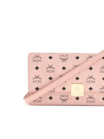 Mcm Multicolor Fabric Wallet In Pink