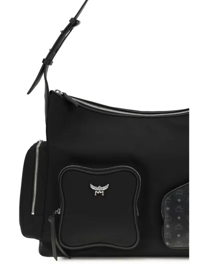 Mcm Borsa A Spalla Aren In Tessuto Nero Donna In Black