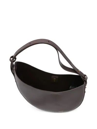 Soeur Crescent-shaped Bordeaux Leather Shoulder Bag In Brown