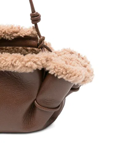 Hereu Arta Mini Curly Shearling Trims Bags In Brown