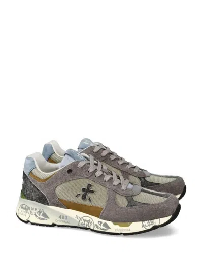 Premiata Low Top Leather And Suede Sneakers In Multi