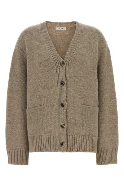 The Row Cappuccino Stretch Cashmere Blend Milou Oversize Cardigan In Brown