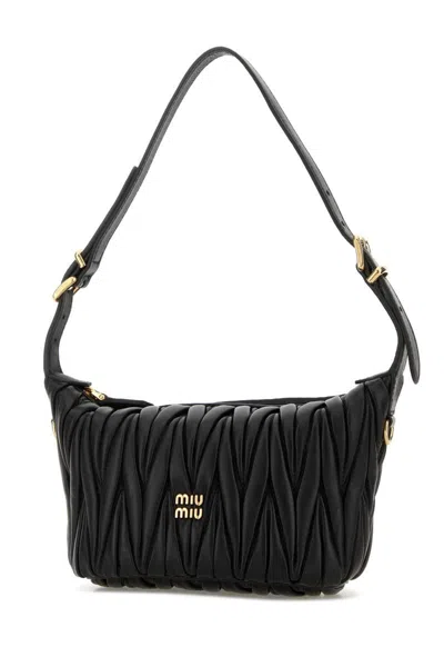 Miu Miu Quilted Leather Handbag Adjustable Strap In Black