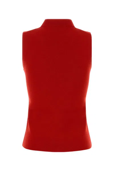 Miu Miu Sleeveless Wool Tank Top For Casual Wear In Red
