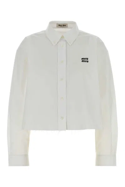 Miu Miu Poplin Shirt In White