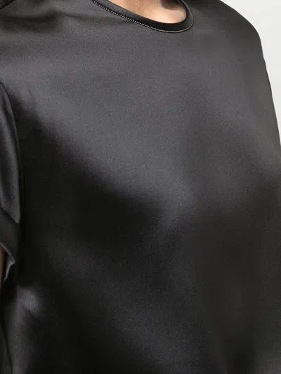 Brunello Cucinelli Sleeveless Top With Relaxed Fit And Satin In Black