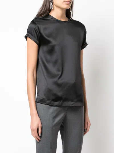 Brunello Cucinelli Sleeveless Top With Relaxed Fit And Satin In Black