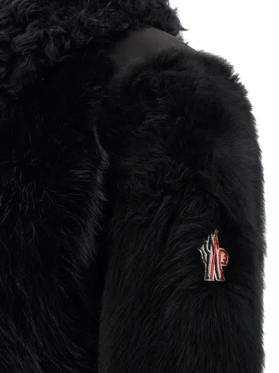 Moncler Belted Waist Down Jacket With High Collar In Black