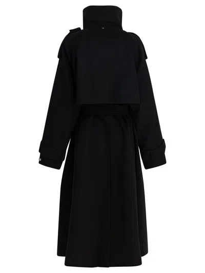 Sportmax Virgin Wool Long Coat Jackets And Coats Black In Black