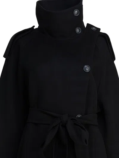 Sportmax Virgin Wool Long Coat Jackets And Coats Black In Black