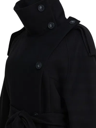 Sportmax Virgin Wool Long Coat Jackets And Coats Black In Black