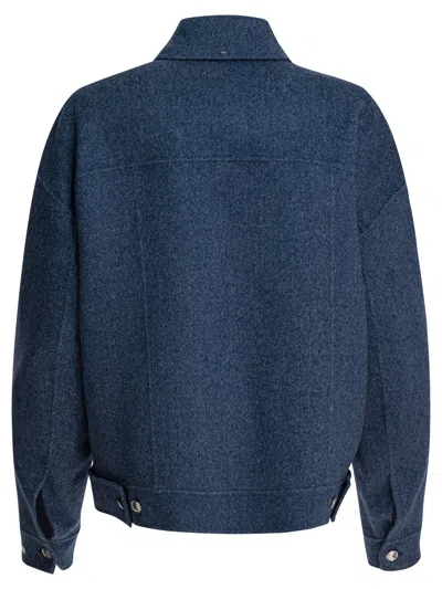 Sportmax Wool Overshirt Jacket Jackets And Coats Blue In Blue