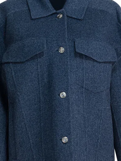 Sportmax Wool Overshirt Jacket Jackets And Coats Blue In Blue