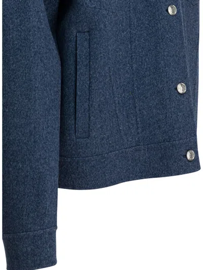 Sportmax Wool Overshirt Jacket Jackets And Coats Blue In Blue