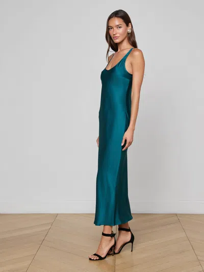 L'agence Akiya Satin Maxi Dress In Blue