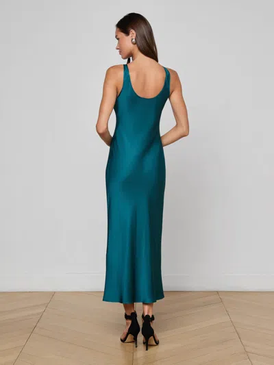 L'agence Akiya Satin Maxi Dress In Blue