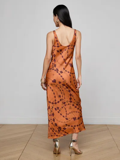 L'agence Akiya Satin Maxi Dress In Brown