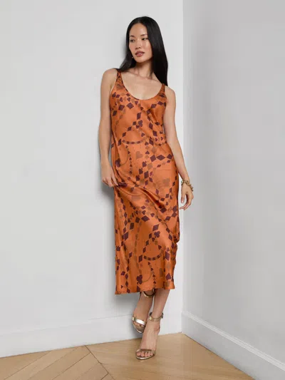 L'agence Akiya Satin Maxi Dress In Brown