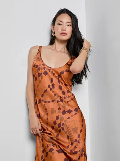 L'agence Akiya Satin Maxi Dress In Brown