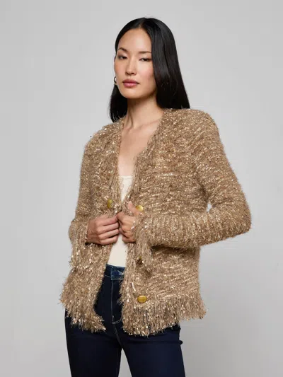 L'agence Azure Fringe Cardigan Blazer In Brown