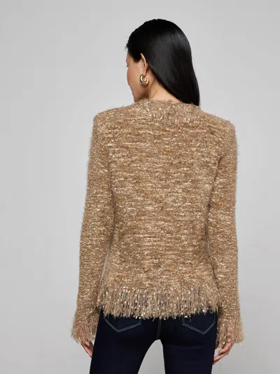 L'agence Azure Fringe Cardigan Blazer In Brown