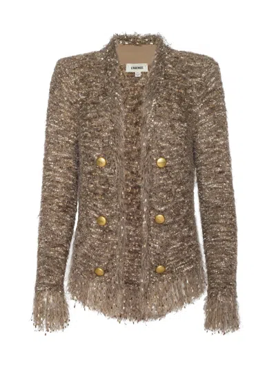 L'agence Azure Fringe Cardigan Blazer In Brown