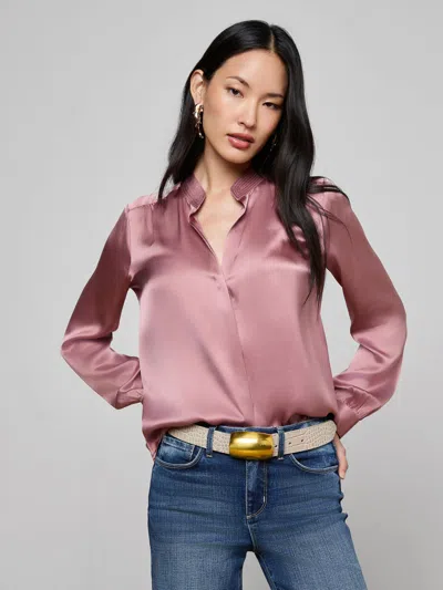 L'agence Bianca Silk Blouse In Pink