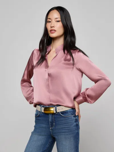 L'agence Bianca Silk Blouse In Pink
