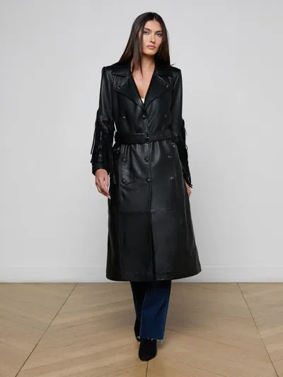 L'agence Celina Fringed Leather Trench In Black