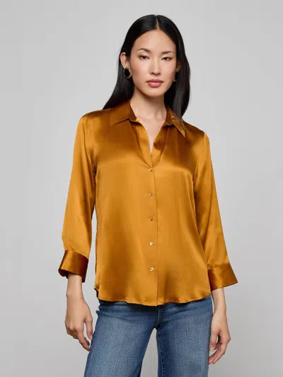 L'agence Dani Silk Blouse In Yellow