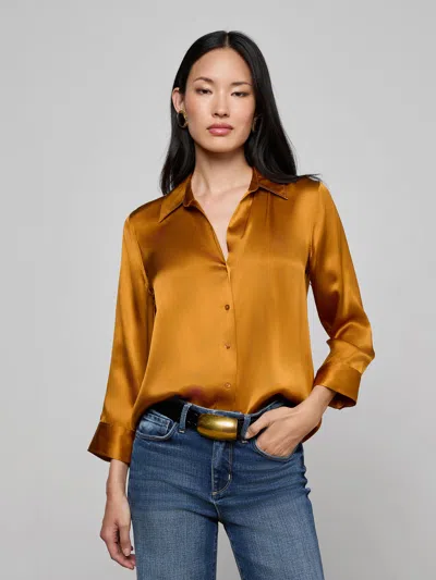 L'agence Dani Silk Blouse In Yellow