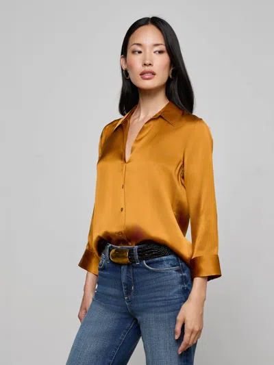 L'agence Dani Silk Blouse In Yellow