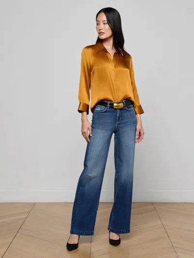 L'agence Dani Silk Blouse In Yellow