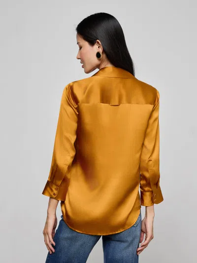 L'agence Dani Silk Blouse In Yellow