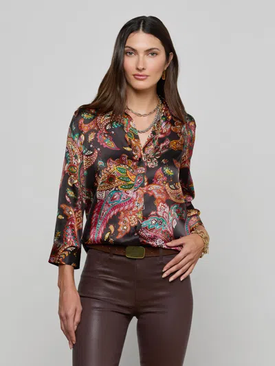 L'agence Dani Silk Blouse In Multi