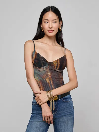 L'agence Elowen Mesh Bodysuit In Multi