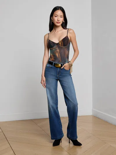 L'agence Elowen Mesh Bodysuit In Multi