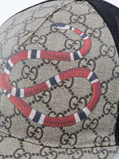 Shop Gucci Snake Baseball Hat In D.brown/black