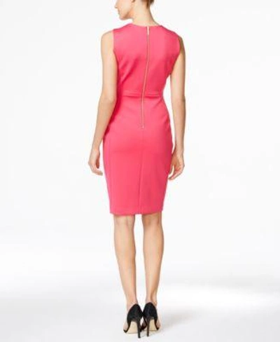 Shop Calvin Klein Scuba Sheath Dress In Aubergine