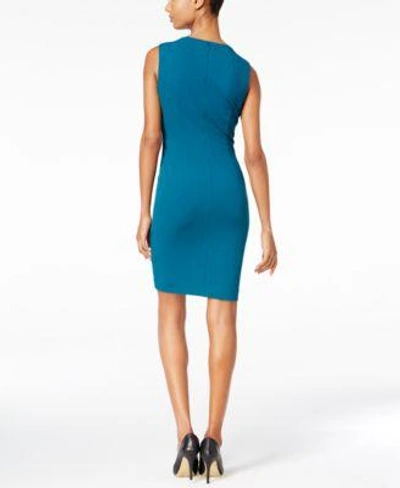 Shop Calvin Klein Pleated Sheath Dress In Aubergine