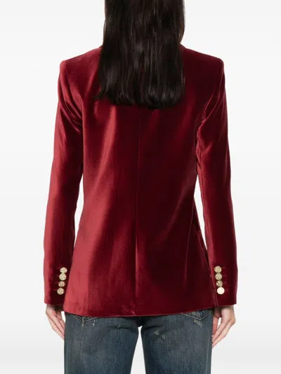 Alice And Olivia Velvet Single-breasted Jacket In Burgundy
