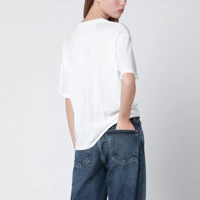 Anine Bing Graphic Print Crew Neck Short Sleeve Top In White