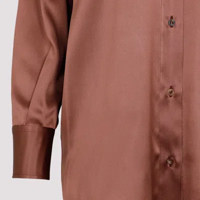 Brunello Cucinelli Silk Shirt In Brown