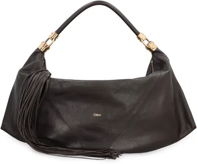 Chloé Small Canvas Tote Bag With Leather Trim In Black