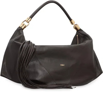 Chloé Small Canvas Tote Bag With Leather Trim In Black