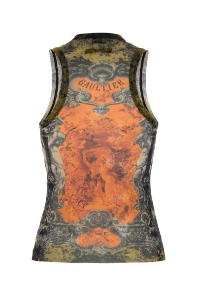 Jean Paul Gaultier Women Printed Tulle Tank Top In Black