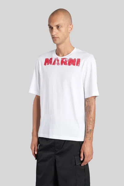 Marni Cotton T-shirt With Maxi Print In White