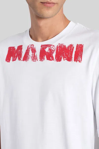 Marni Cotton T-shirt With Maxi Print In White